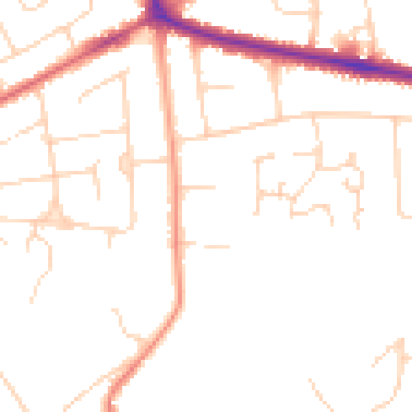 Daytime road noise heatmap for NR7 0DA