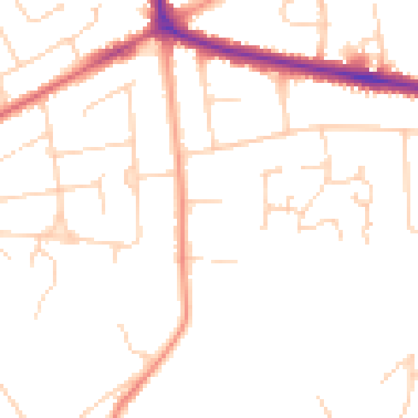 Daytime road noise heatmap for NR7 0DF