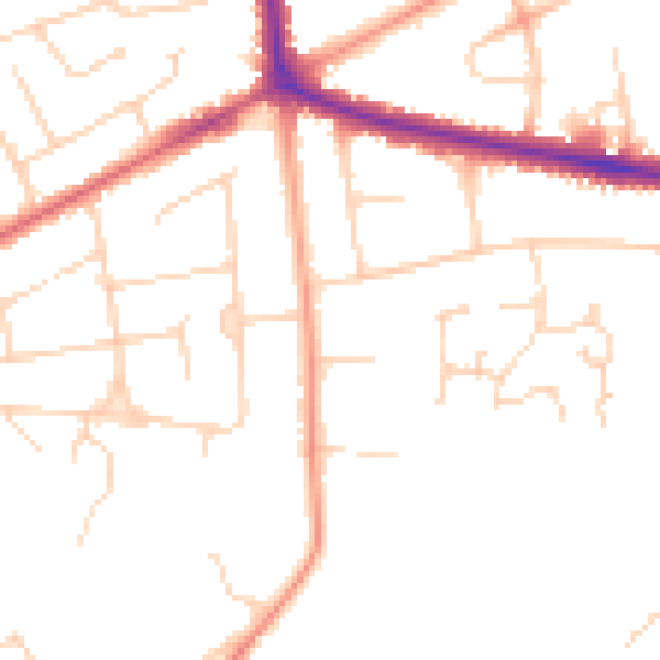 Daytime road noise heatmap for NR7 0DH