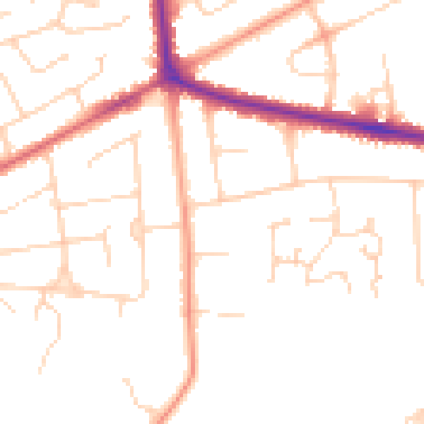 Daytime road noise heatmap for NR7 0DN