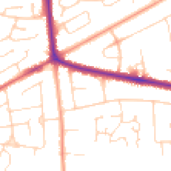 Daytime road noise heatmap for NR7 0DQ