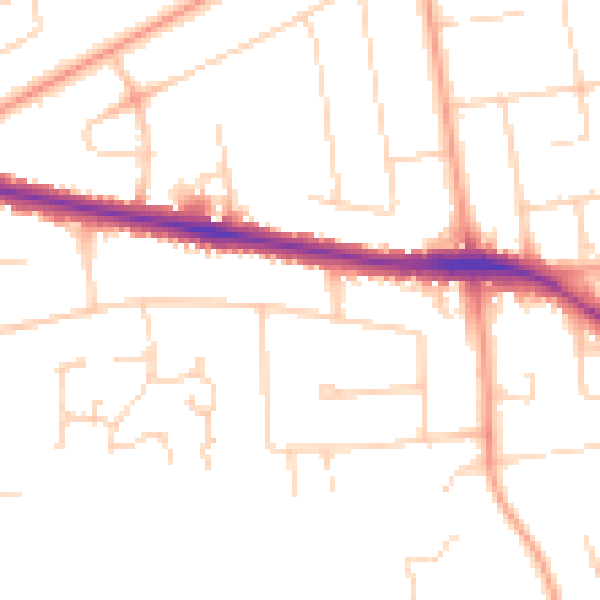 Daytime road noise heatmap for NR7 0DR