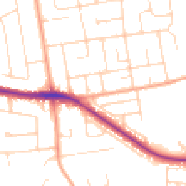 Daytime road noise heatmap for NR7 0XE