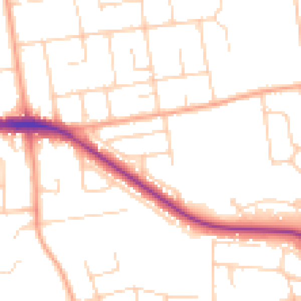 Daytime road noise heatmap for NR7 0XZ
