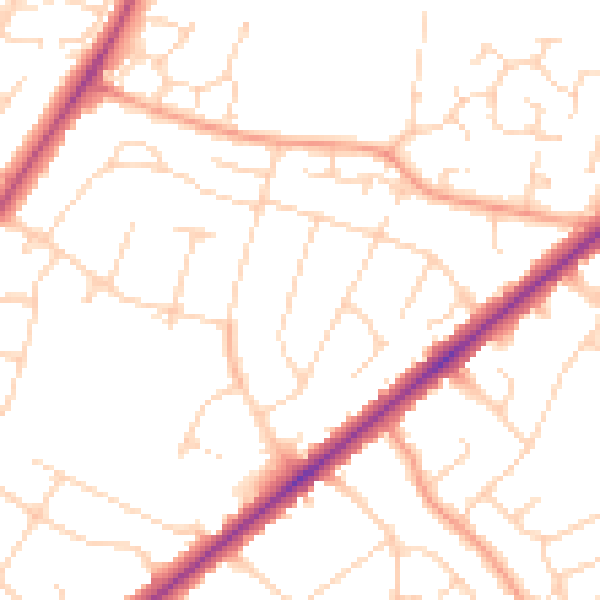 Daytime road noise heatmap for NR7 8AW