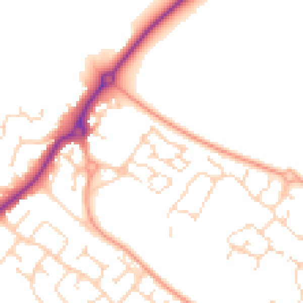Daytime road noise heatmap for NR7 8BF