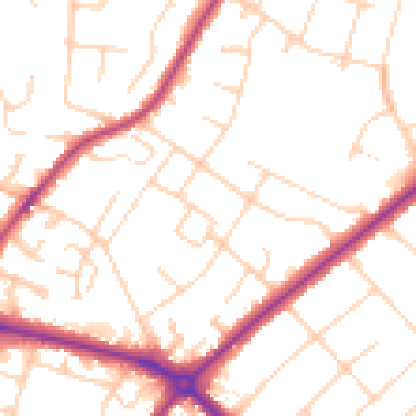 Daytime road noise heatmap for NR7 8EE