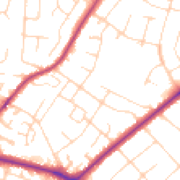 Daytime road noise heatmap for NR7 8EL