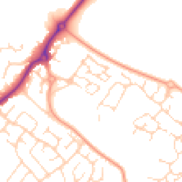 Daytime road noise heatmap for NR7 8FY