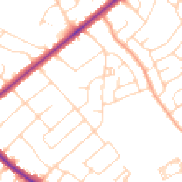 Daytime road noise heatmap for NR7 8ND