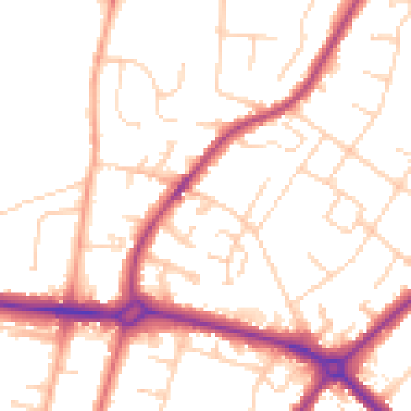 Daytime road noise heatmap for NR7 8SZ