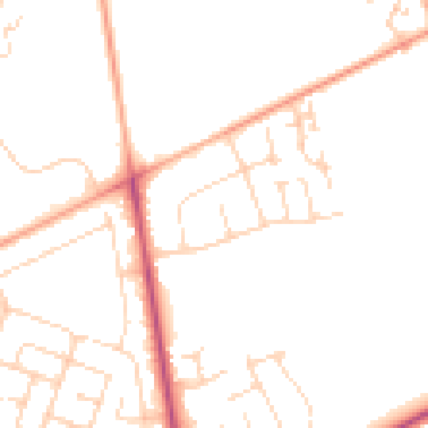 Daytime road noise heatmap for NR7 9HL