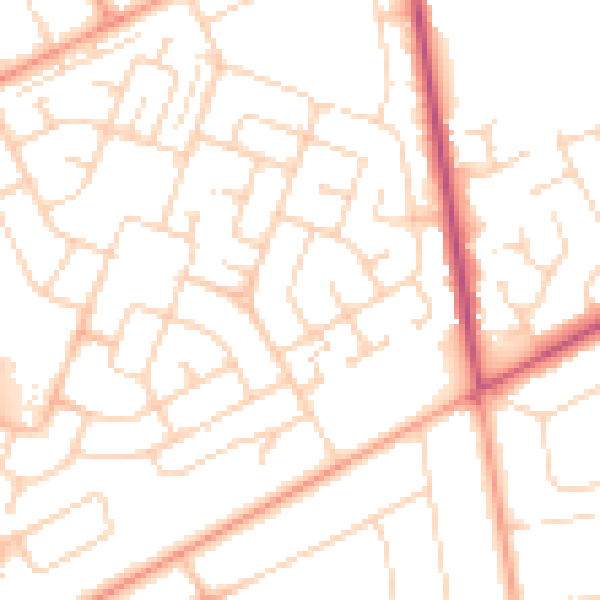 Daytime road noise heatmap for NR7 9QE