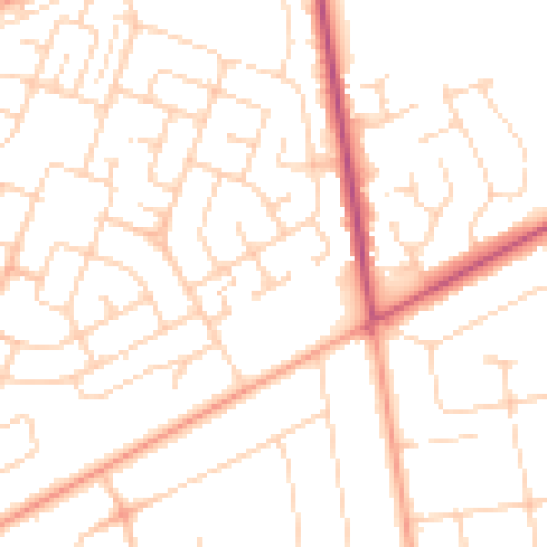 Daytime road noise heatmap for NR7 9QH