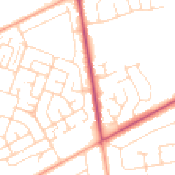 Daytime road noise heatmap for NR7 9QJ