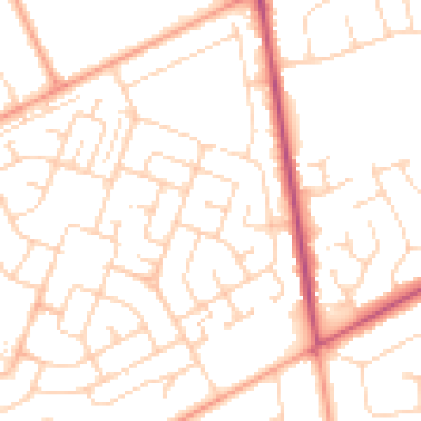 Daytime road noise heatmap for NR7 9QZ