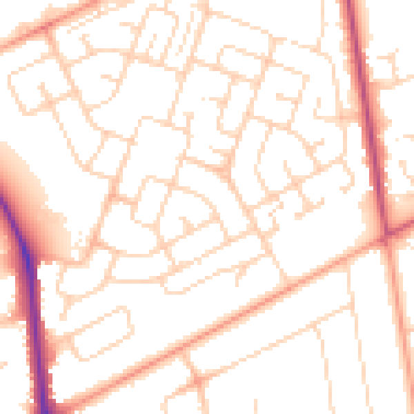 Daytime road noise heatmap for NR7 9UL