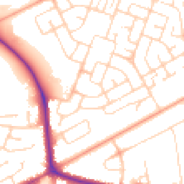 Daytime road noise heatmap for NR7 9UY