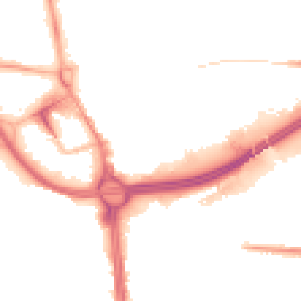 Night-time road noise heatmap for OL1 1AN