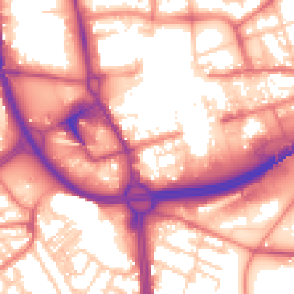 Daytime road noise heatmap for OL1 1BD