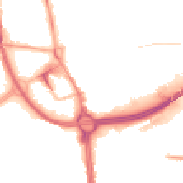 Night-time road noise heatmap for OL1 1BD