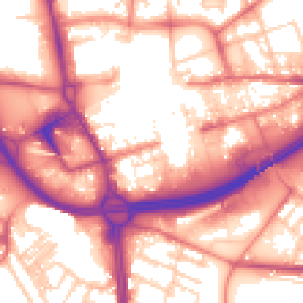 Daytime road noise heatmap for OL1 1DE