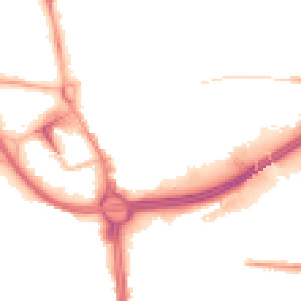 Night-time road noise heatmap for OL1 1DE