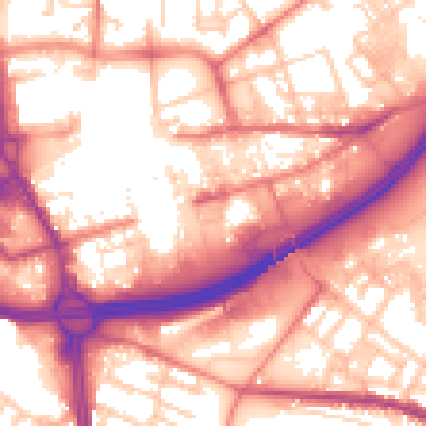 Daytime road noise heatmap for OL1 1DJ