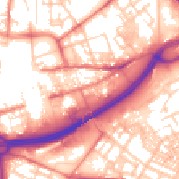 Daytime road noise heatmap for OL1 1DU