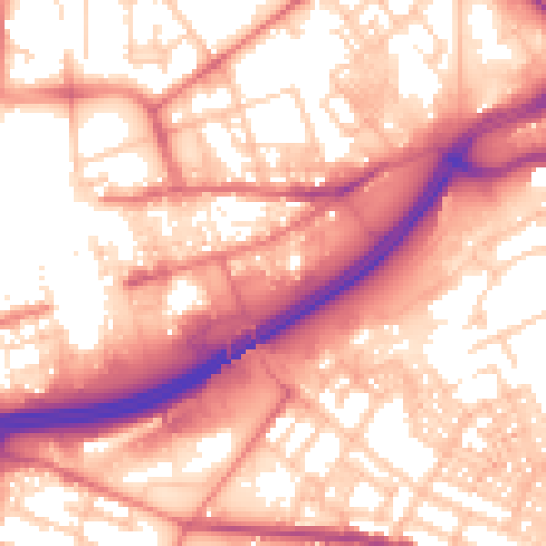 Daytime road noise heatmap for OL1 1ED