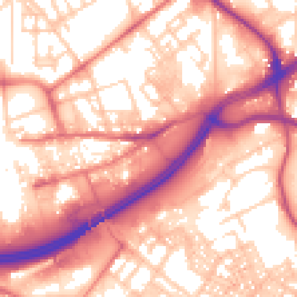 Daytime road noise heatmap for OL1 1EG