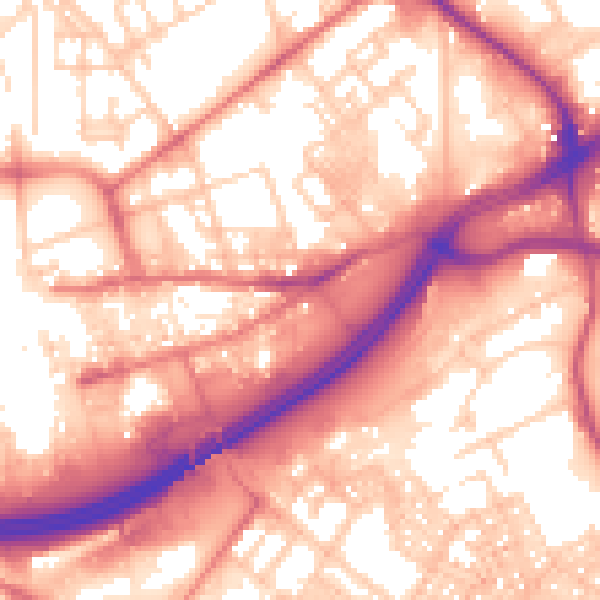 Daytime road noise heatmap for OL1 1EN