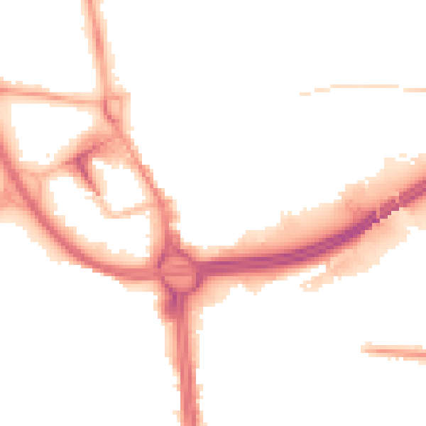 Night-time road noise heatmap for OL1 1ET