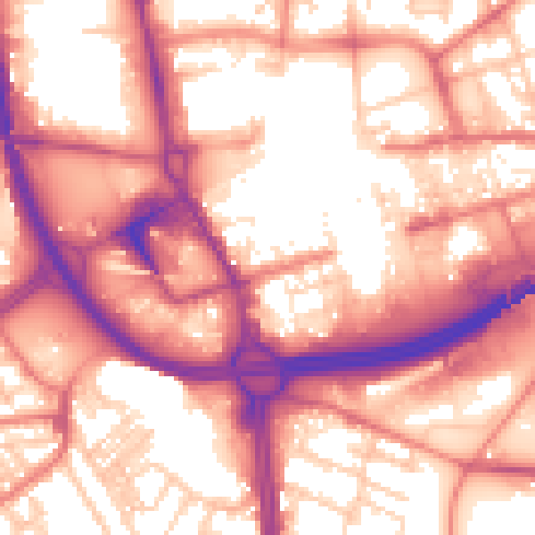 Daytime road noise heatmap for OL1 1HA