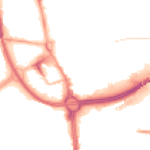 Night-time road noise heatmap for OL1 1HA