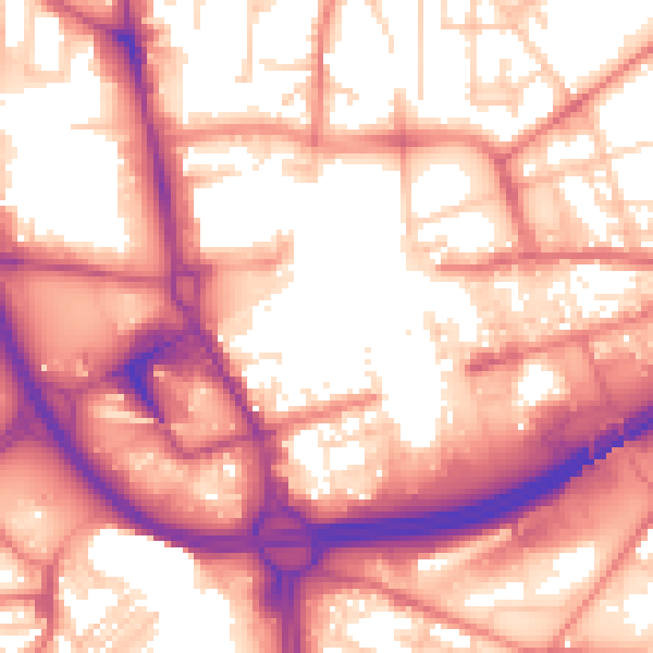 Daytime road noise heatmap for OL1 1HD