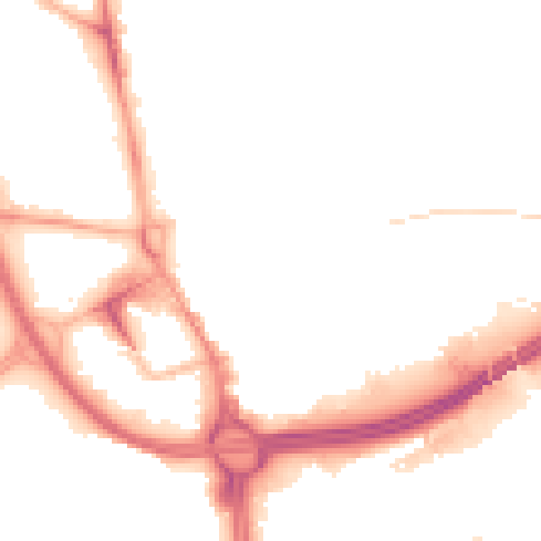 Night-time road noise heatmap for OL1 1HD