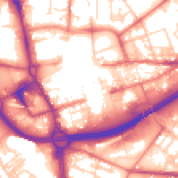 Daytime road noise heatmap for OL1 1HP