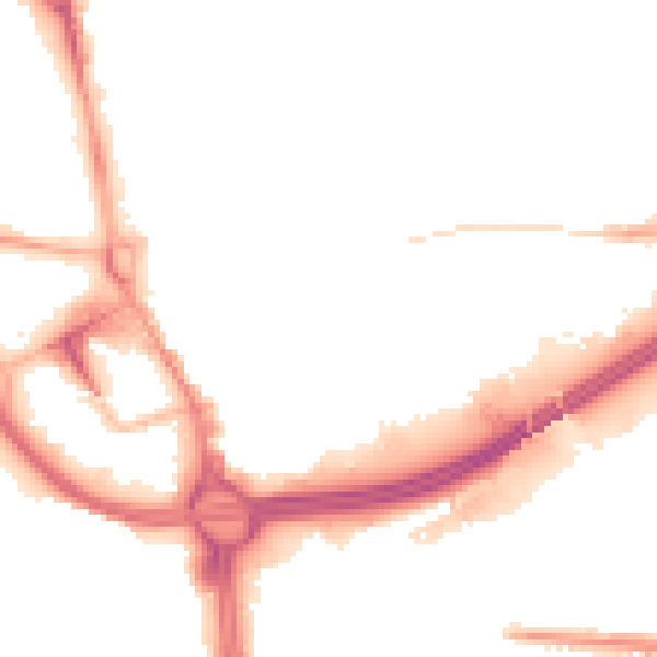 Night-time road noise heatmap for OL1 1HP