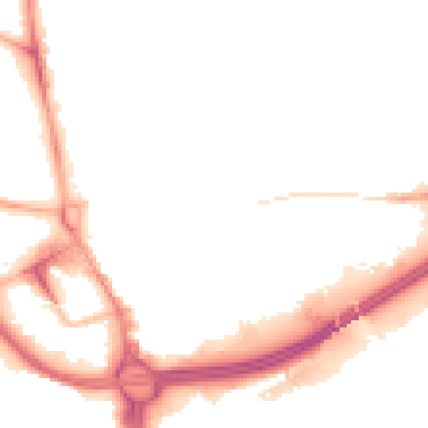 Night-time road noise heatmap for OL1 1JA