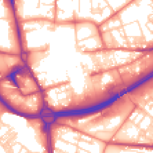 Daytime road noise heatmap for OL1 1JZ