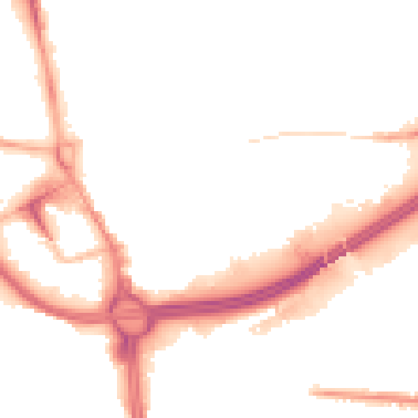Night-time road noise heatmap for OL1 1JZ