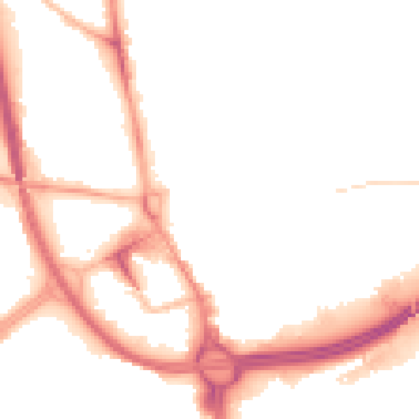 Night-time road noise heatmap for OL1 1LE