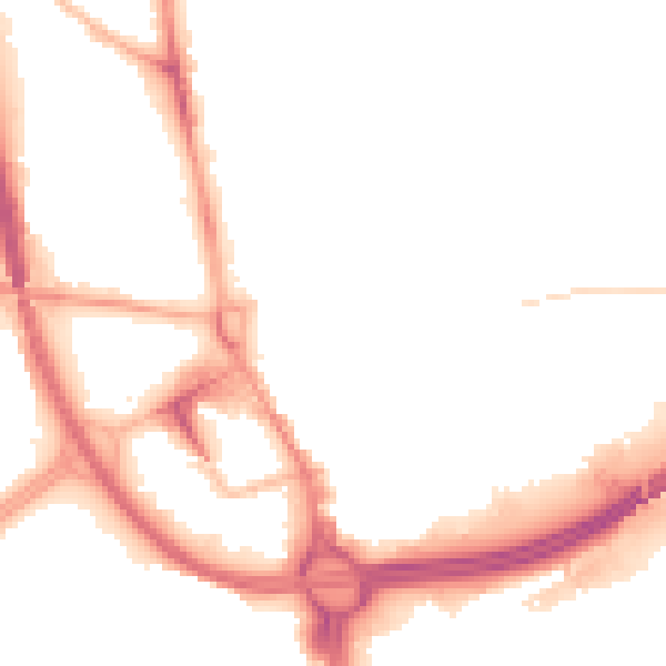 Night-time road noise heatmap for OL1 1LF