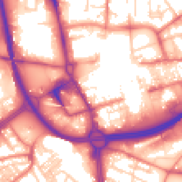 Daytime road noise heatmap for OL1 1LP