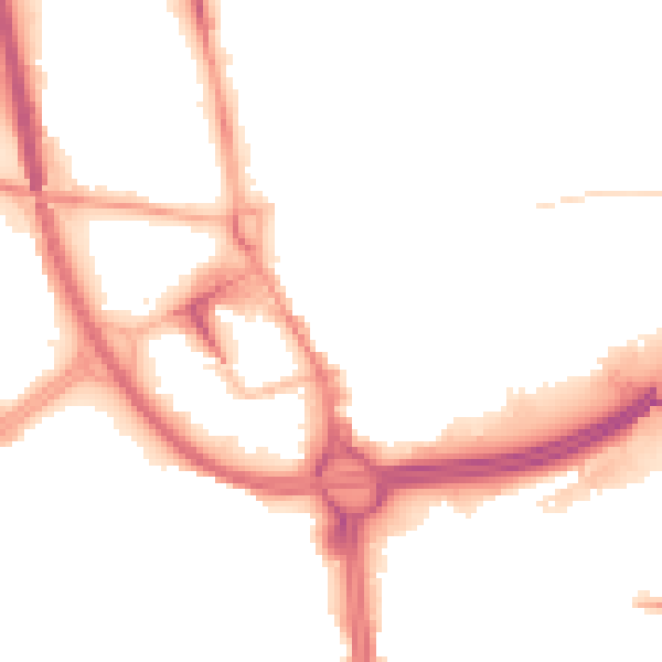 Night-time road noise heatmap for OL1 1LS