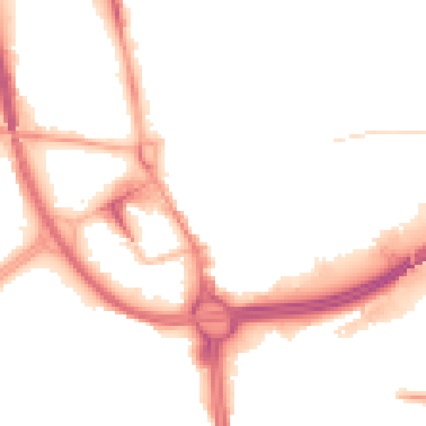 Night-time road noise heatmap for OL1 1LT