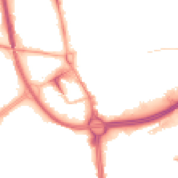 Night-time road noise heatmap for OL1 1LU