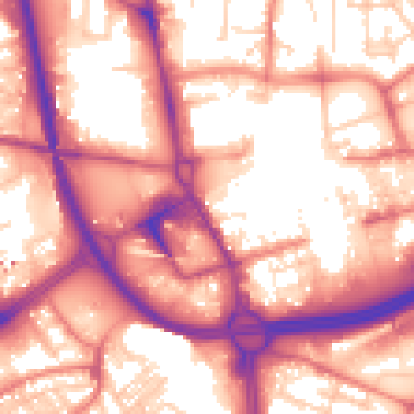 Daytime road noise heatmap for OL1 1LW