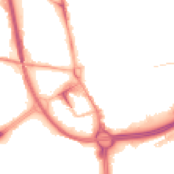 Night-time road noise heatmap for OL1 1LW
